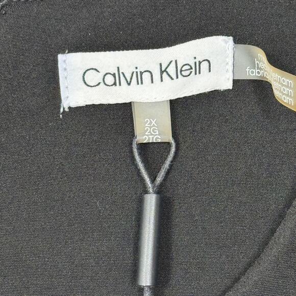 Calvin Klein Womens Faux Wrap Mini Dress Size 2X Black Career Business Neutral - Picture 4 of 14